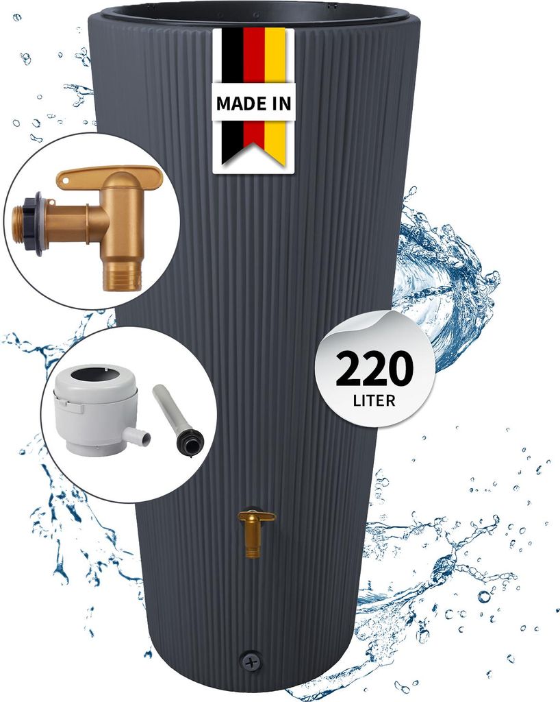 4rain VASO 2in1 DECOR Regenspeicher 220 Liter graphite grey Produktbild 