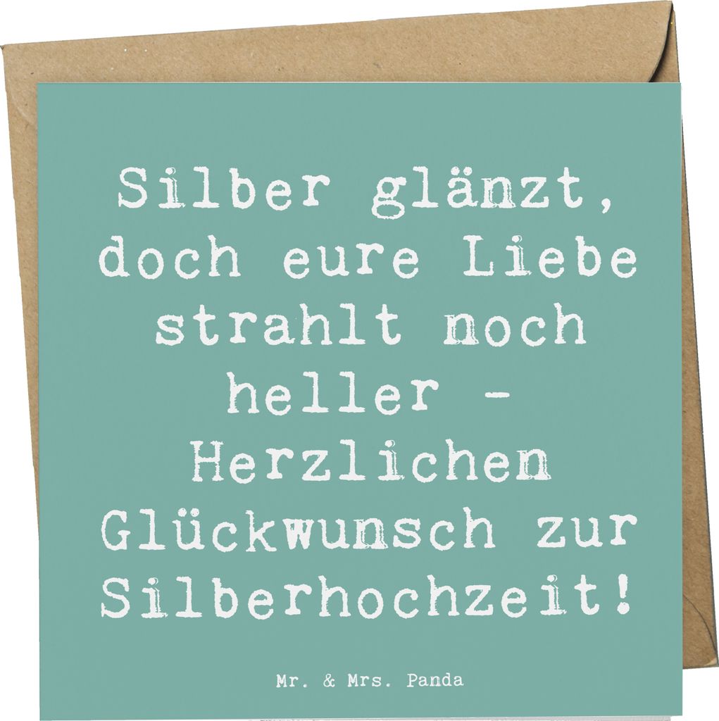 Mr. & Mrs. Panda Grußkarte Spruch 25. Hochzeitstag Silberne Hochzeit - Meeresbrise - Geschenk, Jubiläum Liebe, strahlt heller, Heirat, doppelkart...