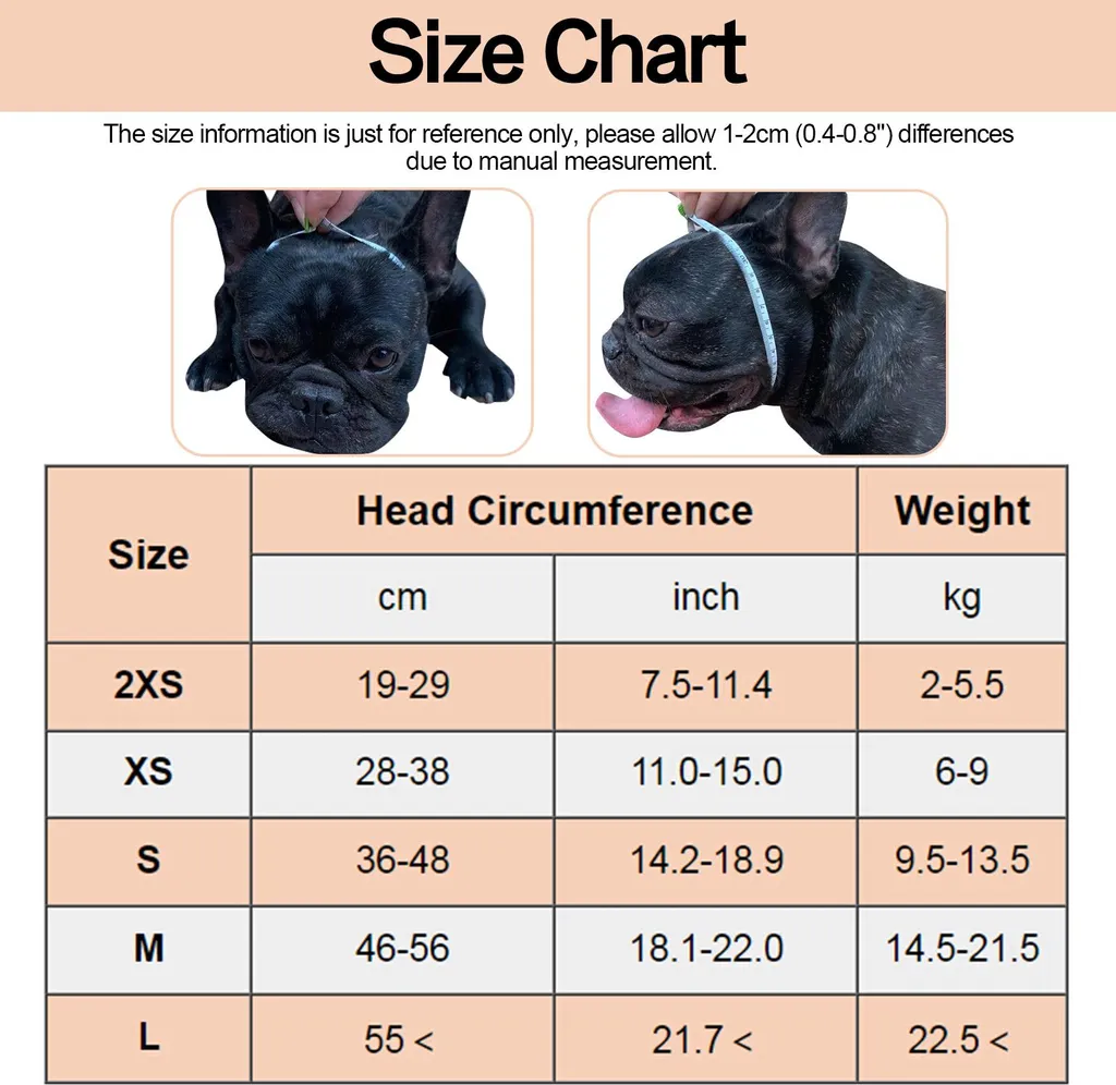 Museruola per cani con muso corto, bulldog, regolabile, in rete traspirante per l'addestramento al morso e all'abbaio