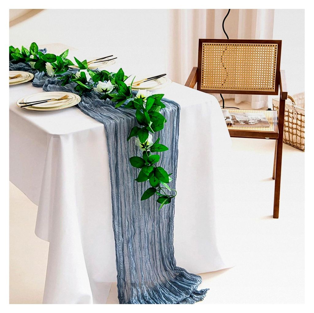 Boho Gaze Käsetuch Chiffon Dusty Blau Tischläufer 90x300 cm