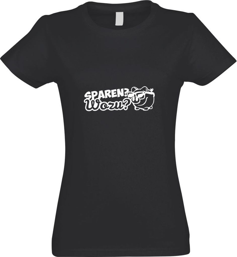 Kiwistar - T-Shirt tailliert - Damen - Graphit - Sparen wozu? Sparschwein - mit Motiv Bedruckt - Funshirt Design - Sport - Freizeit - Damen - XXL