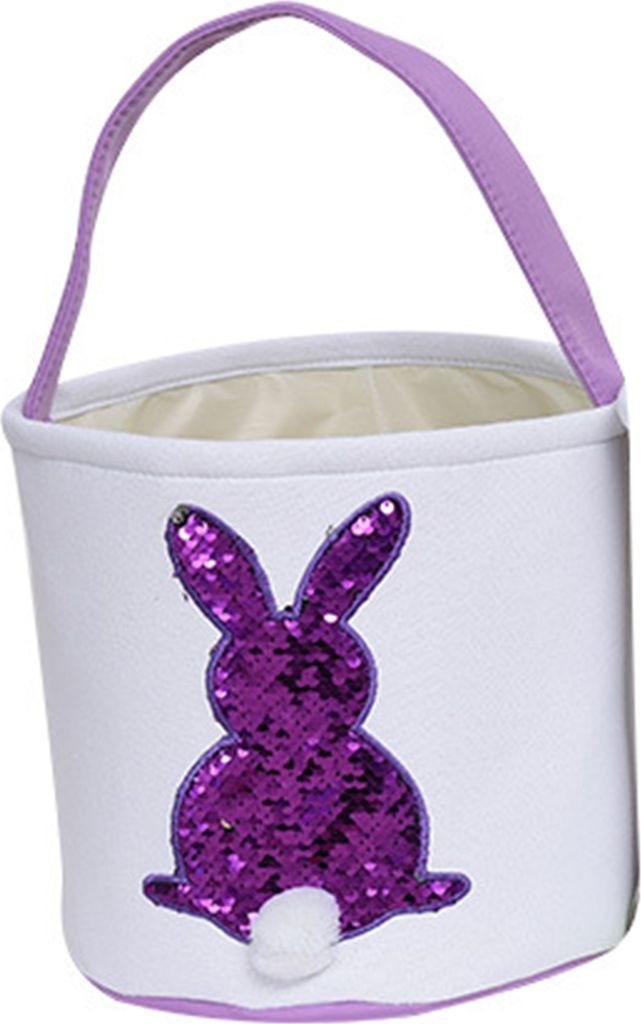 Osterspeicherkorb zartes Atmosphäre Canvas Bunny Muster Eiergeschenke für Festival-Lila