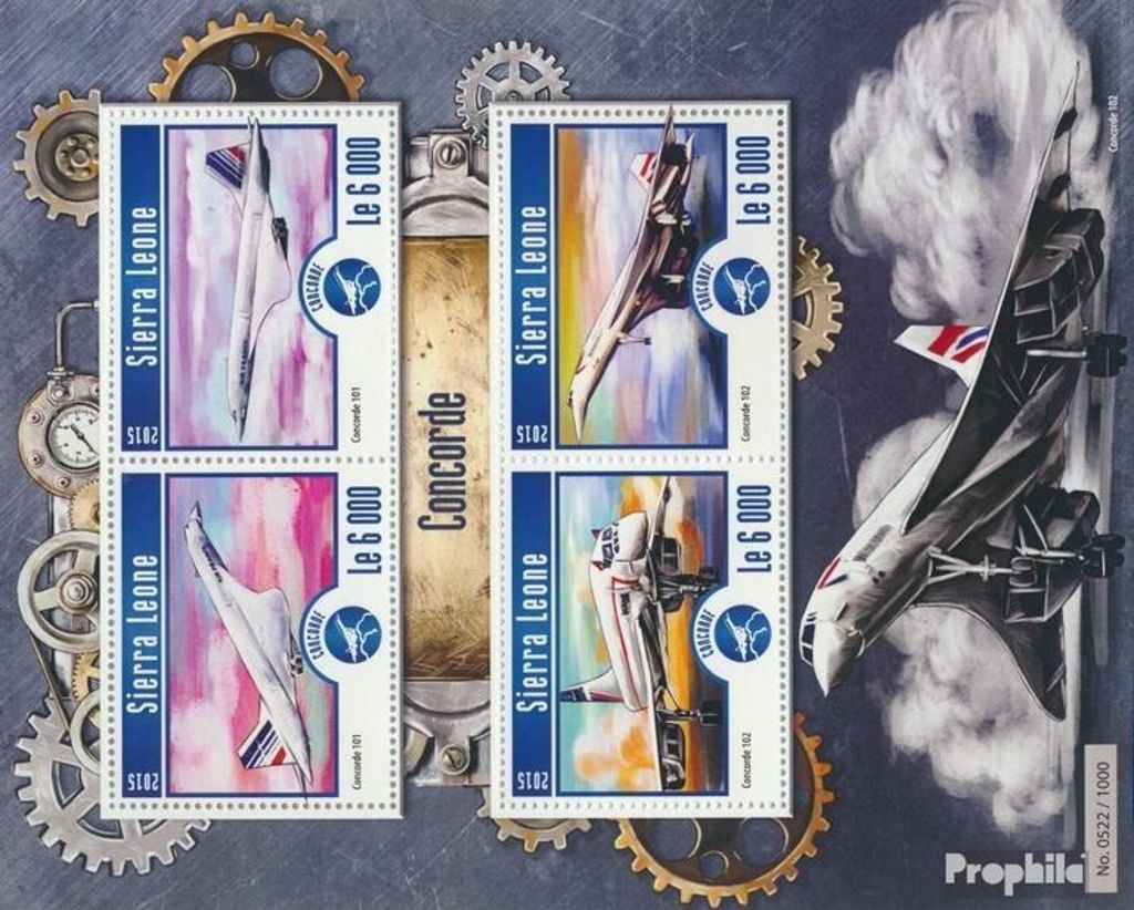 Briefmarken Sierra Leone 2015 Mi 6269-6272 Kleinbogen (kompl. Ausg.) postfrisch Concorde