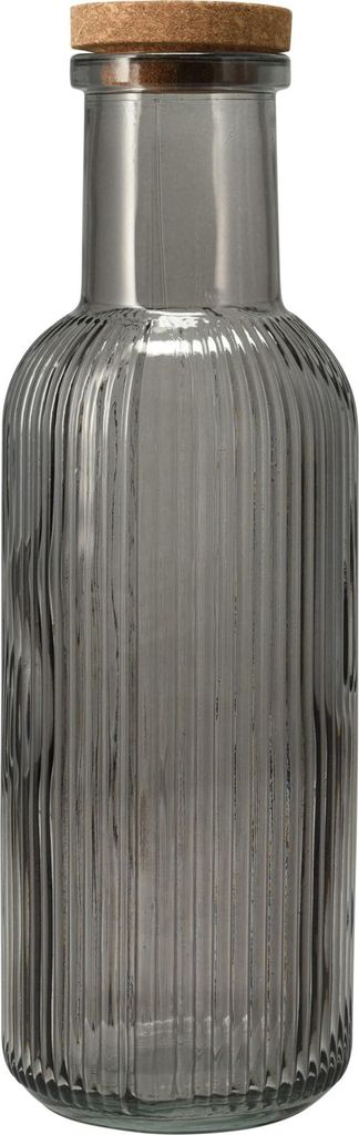 Glasflasche mit Korkdeckel, 1l, grau