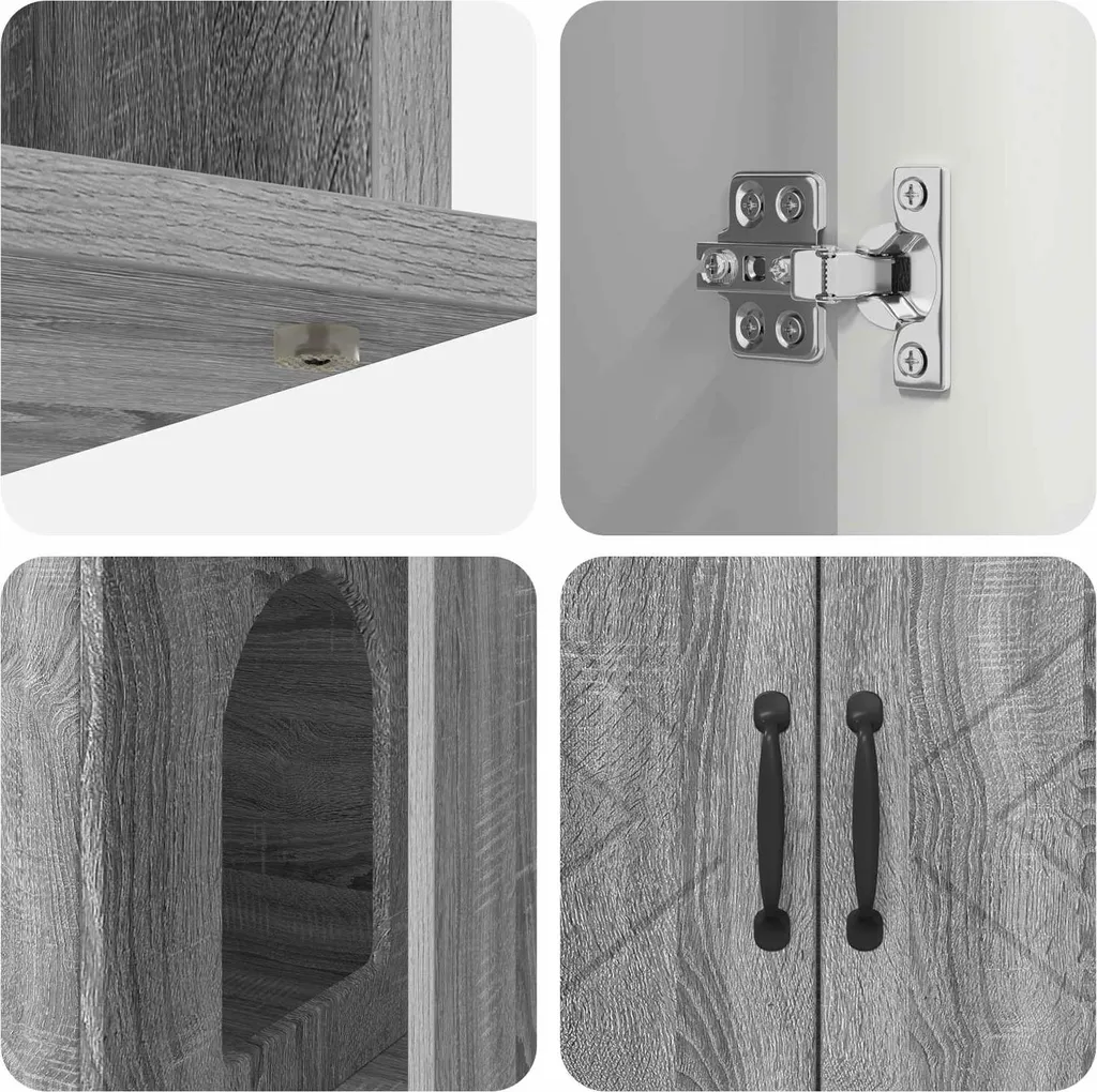 Casetta per Gatti SYFAX™ Grigio Sonoma - Mobile Cuccia in Legno Moderno - 9