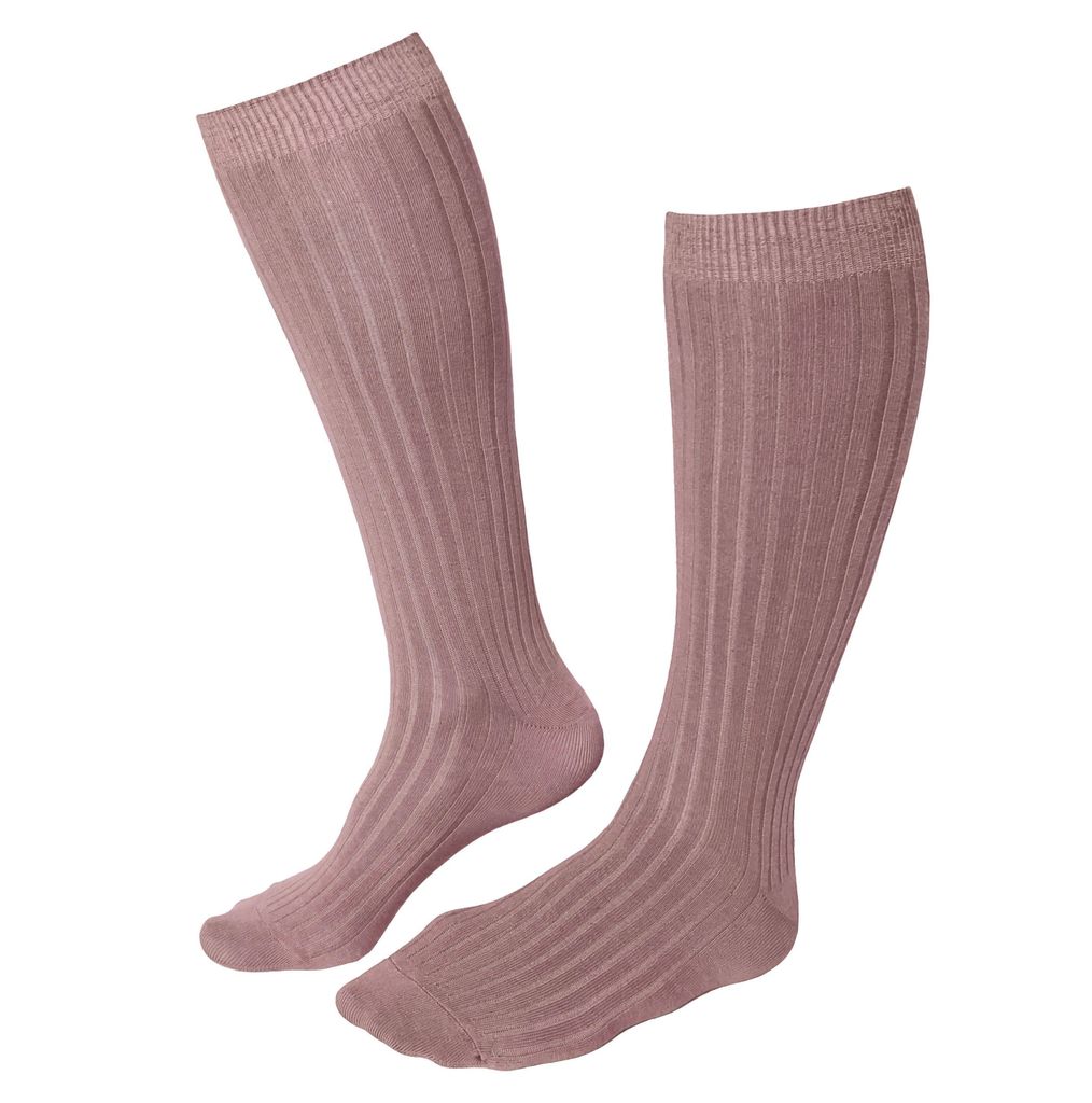 Damen Kniestrümpfe aus Baumwolle Rippe Altrosa Größe 35-38