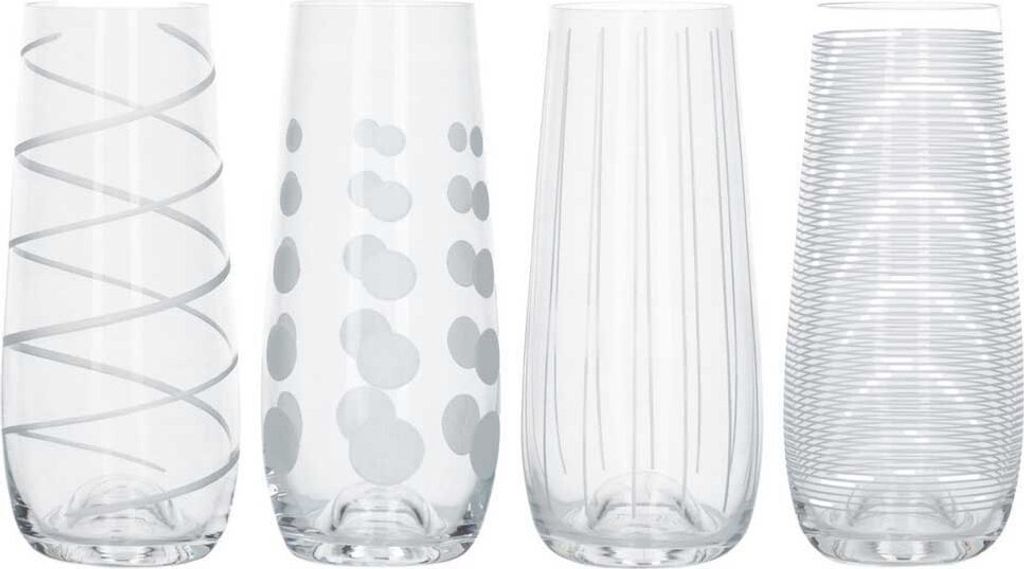 Mikasa - Mikasa-Cocktail-Toasting-Gläser, 290 ml, 4er-Set, Klarglas, Silber, 230 ml, 4er-Set