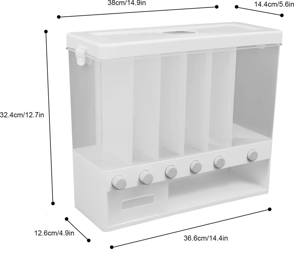 Dispenser Alimenti Secchi Professionale | 6 Griglie 10kg Plastica Alimentare