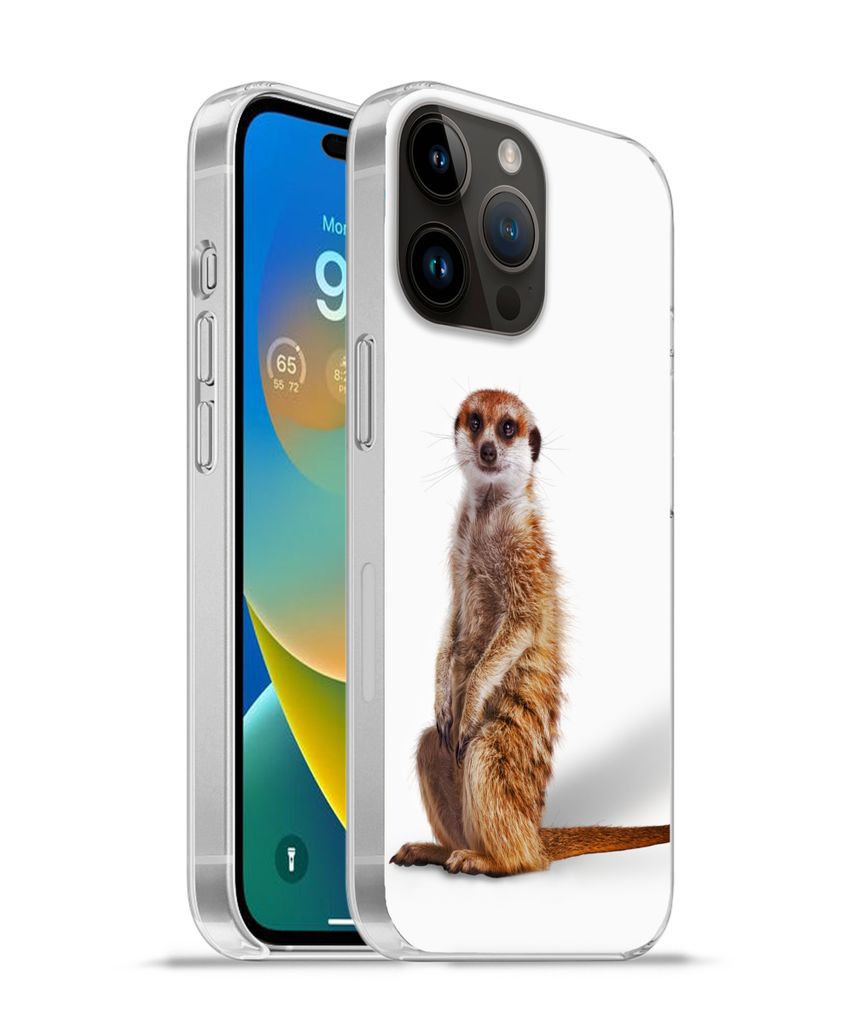 MuchoWow Handyhülle Schutzhülle Hülle für Apple iPhone 14 Pro Max Erdmännchen - Tiere - Fell Silikon Softcase Handy Hülle - Hardcover