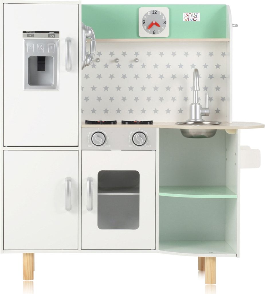 Baby Vivo Kinderküche Spielküche aus Holz - Gustavo in Weiß Produktbild 