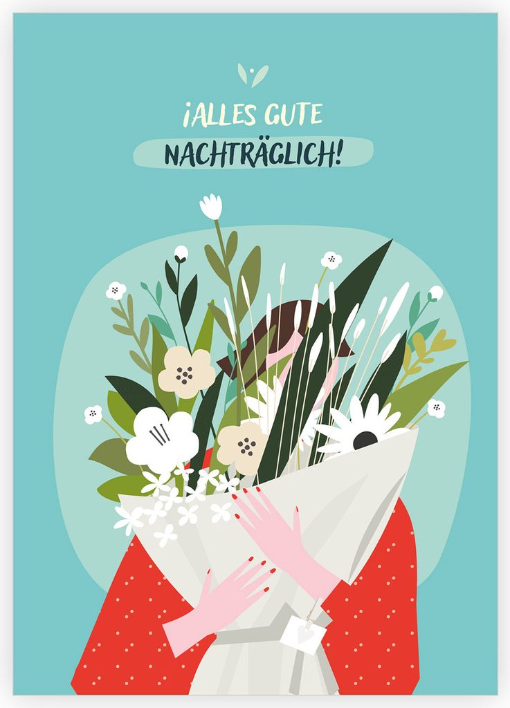 Verspätete Geburtstags Grüße mit Blumenstrauß: Alles Gute nachträglich