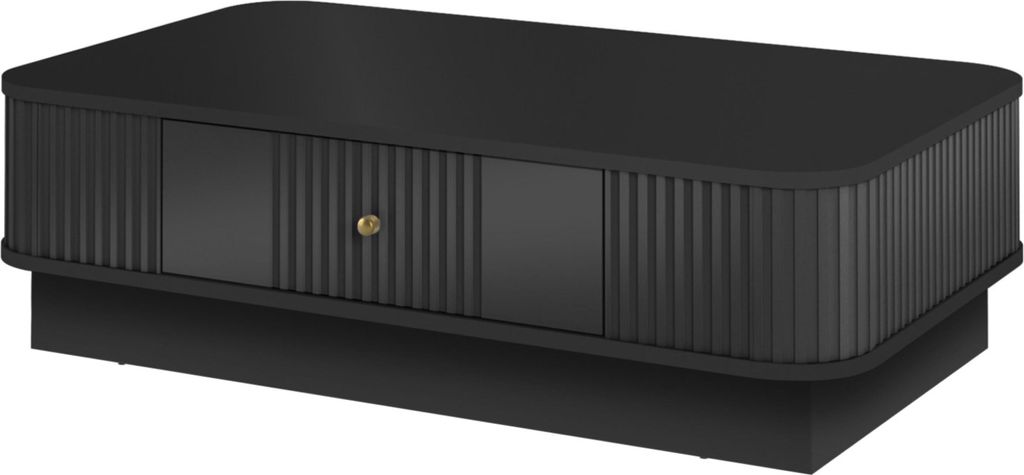 Vesper Couchtisch mit Schublade und goldenem Griff – Modernes Design | Farbe: Schwarz mit Gold | Größe: 103x60