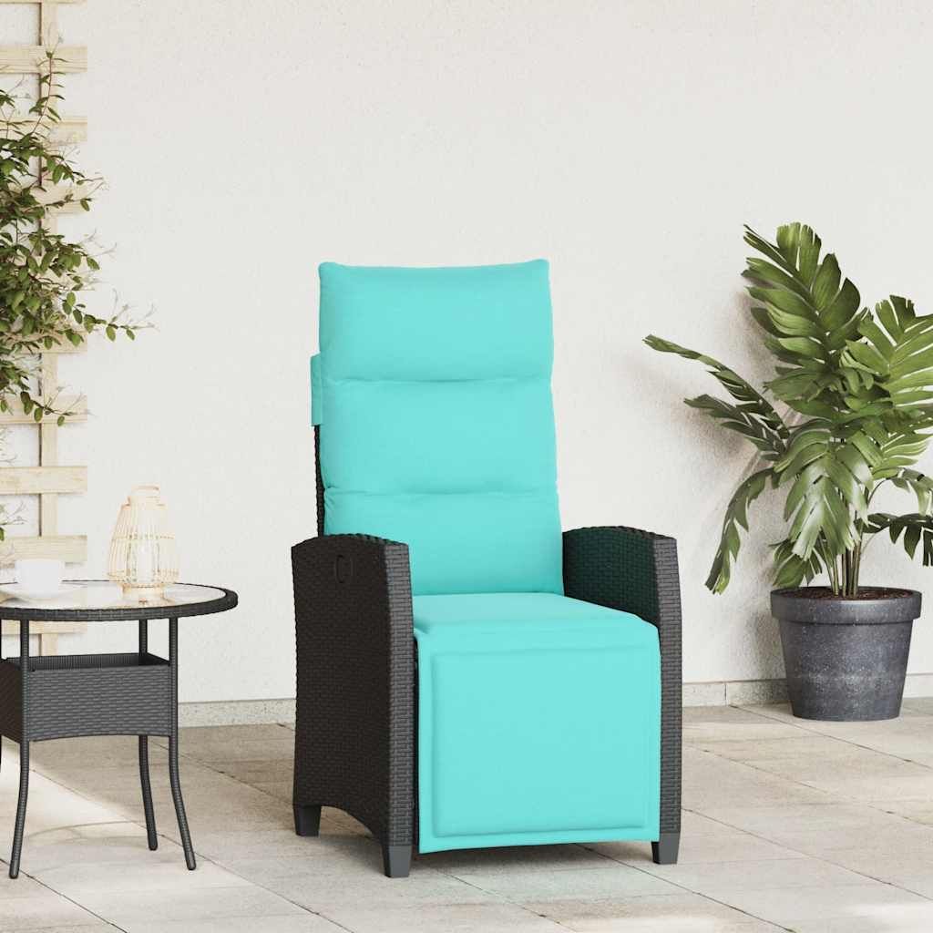 Möbel Gartensessel mit Beistelltisch Verstellbar Schwarz Poly Rattan - Gartenstühle 4108279