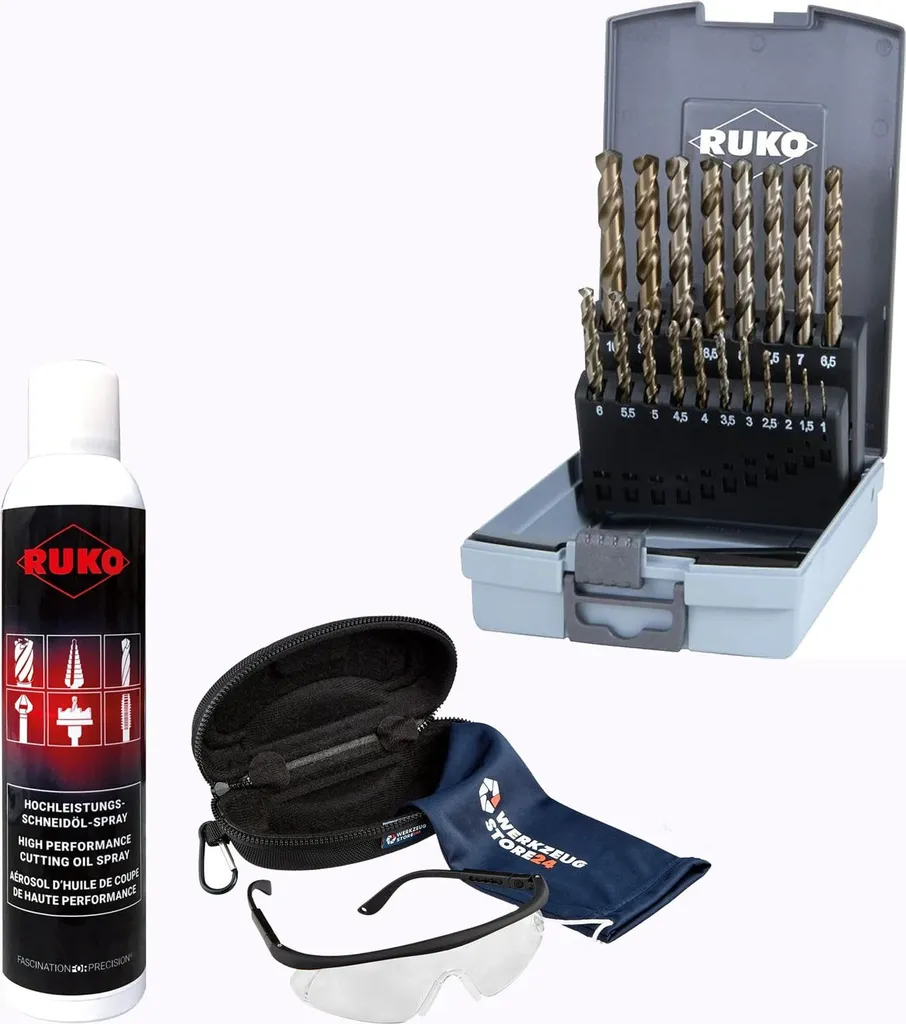 Foret métal RUKO HSSE-Co 5 au cobalt 1-10 mm avec spray de lubrification