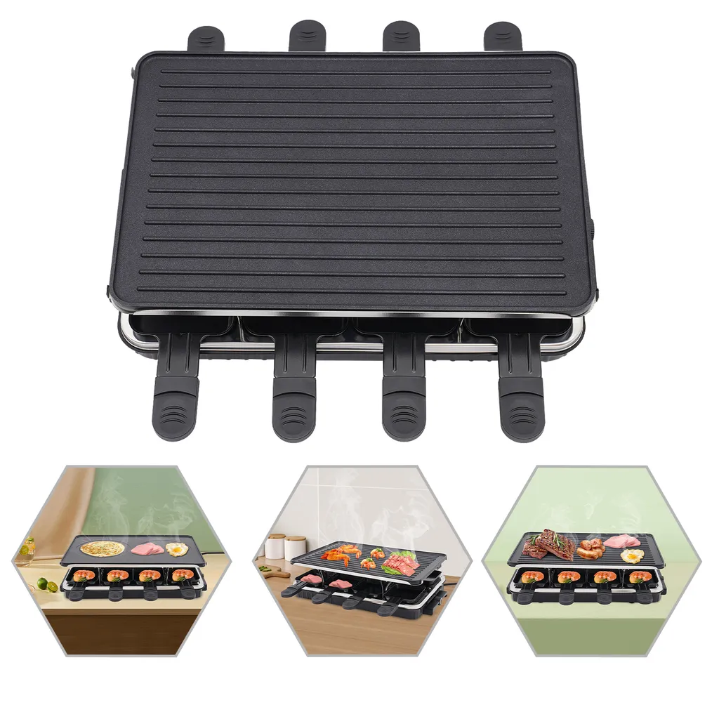 Gril de table électrique et appareil à raclette noir moderne de 1500W