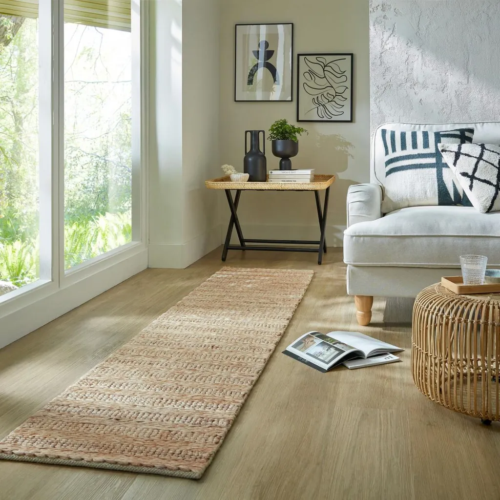 Tapis de course en fibres tressées Drew Braid Stripe 60x230cm Naturel