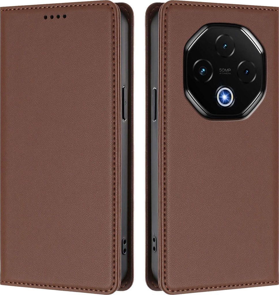 Handyhülle für Umidigi G100 Pro, Kunstleder Klapphülle Stoßfeste Magnetische Hülle mit Ständer Braun