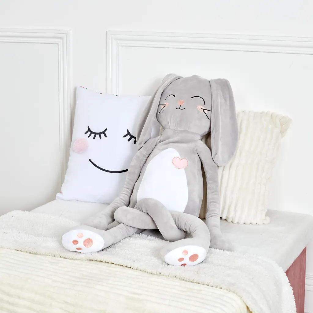 Doudou Lapin aux Jambes Longues à Attacher - Jouet d'Éveil en Tissu