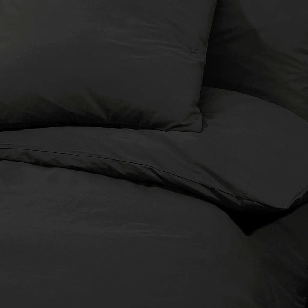 Set Letto Matrimoniale Nero 220x240 in Microfibra Deluxe - Arredo Notte - 7