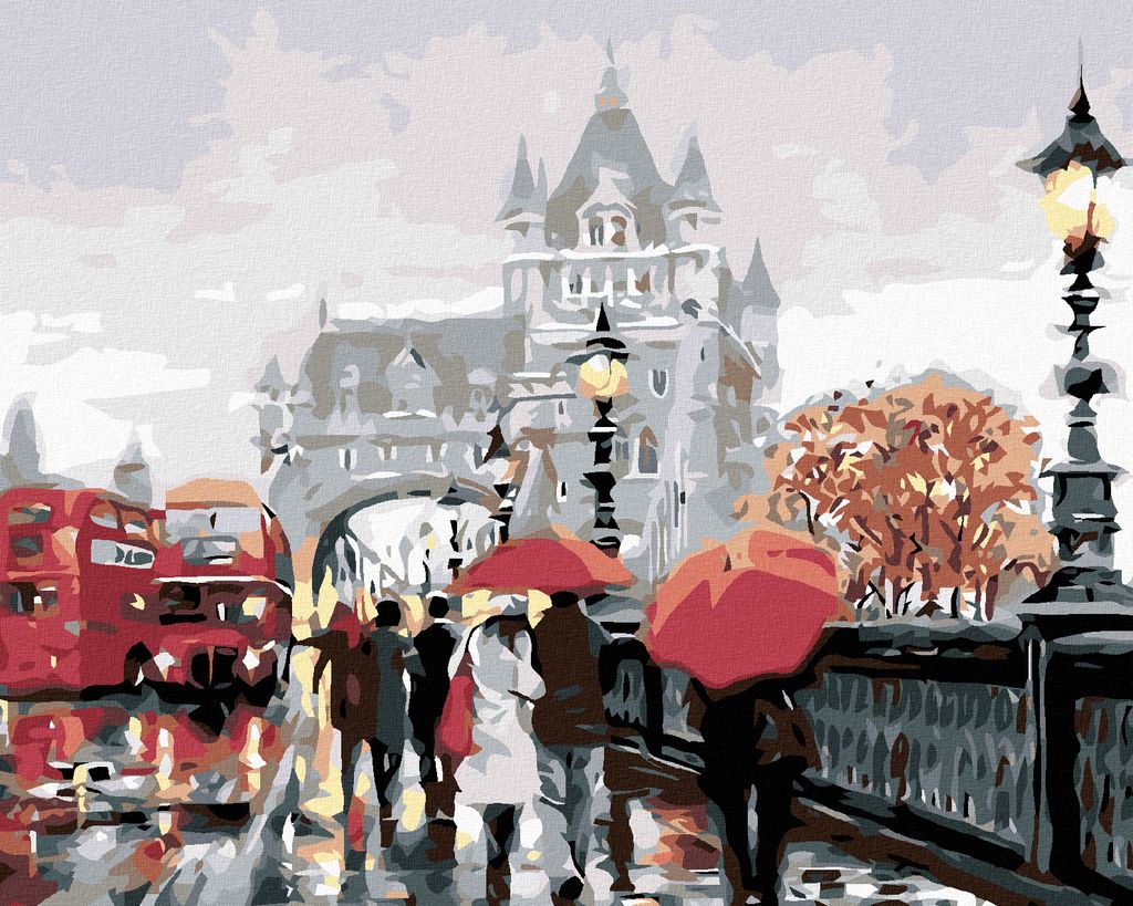 Zuty - Malen nach Zahlen - SPAZIERGANG ÜBER TOWER BRIDGE (RICHARD MACNEIL), 40x50 cm, mit Keilrahmen (bereits gespannt)