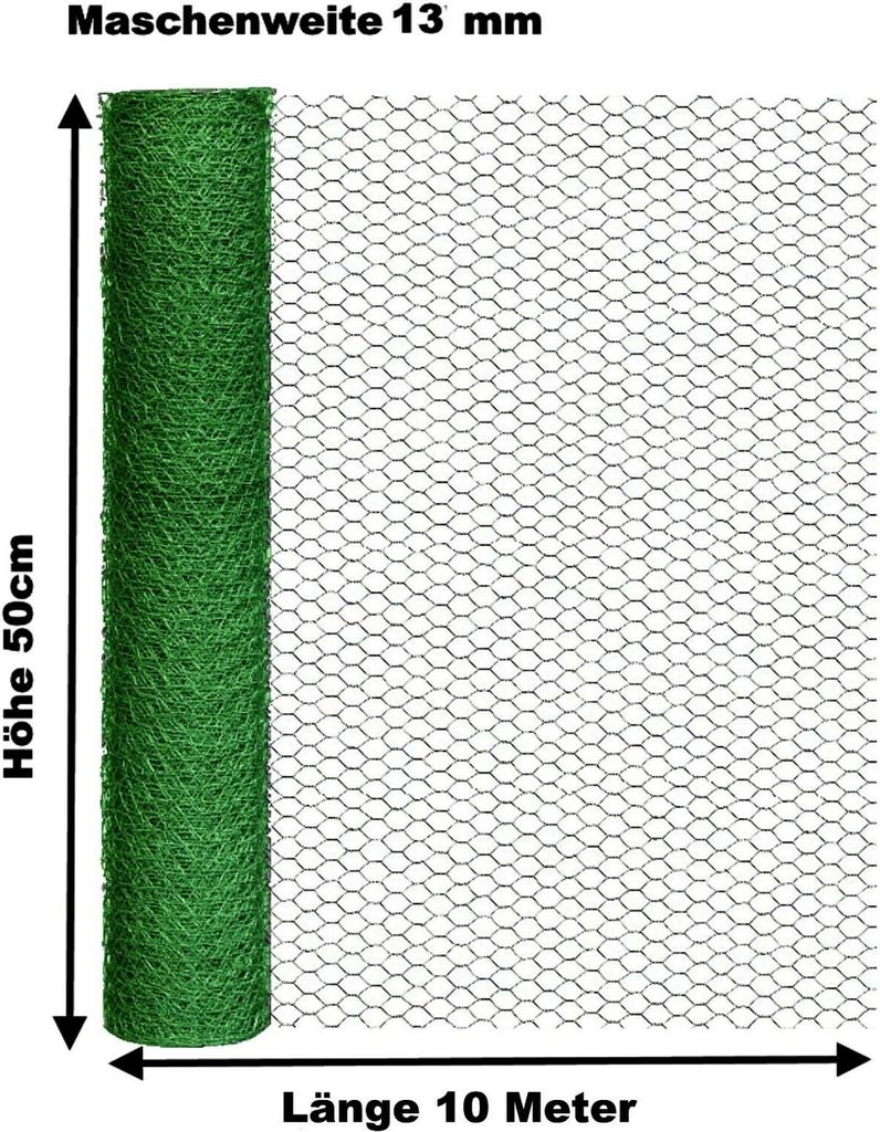 Hasendraht grün 50cm x 10m Sechseckdraht Draht Drahtzaun Produktbild 