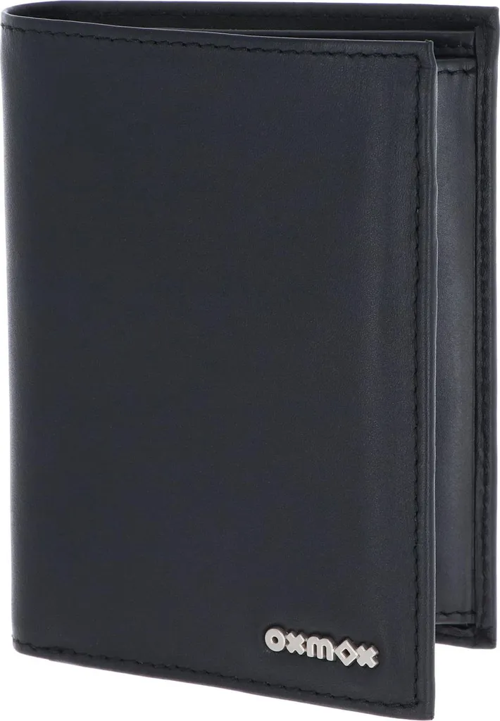 Oxmox Portafoglio Pelle Nero Pure 2.0 Metal Square RFID Protect