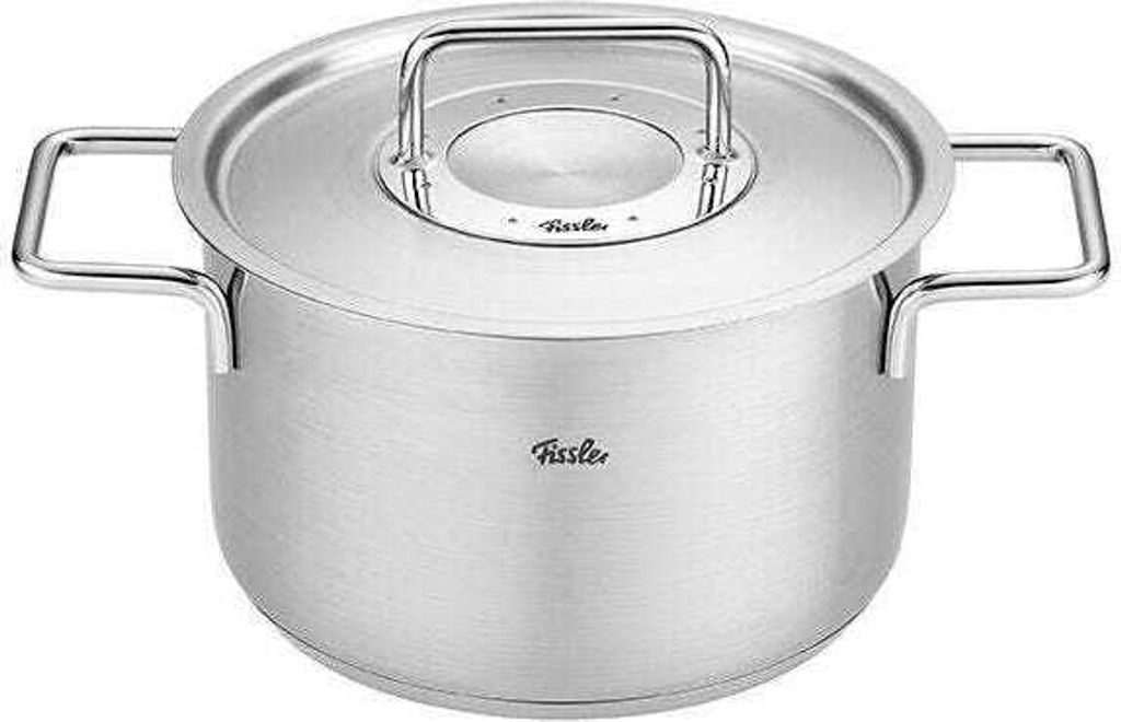 Fissler Pure Collection / Edelstahl-Kochtopf (Ø 20 cm, 3,6L) Töpfe inkl. Metall-Deckel, Innen-Skalierung – Induktion