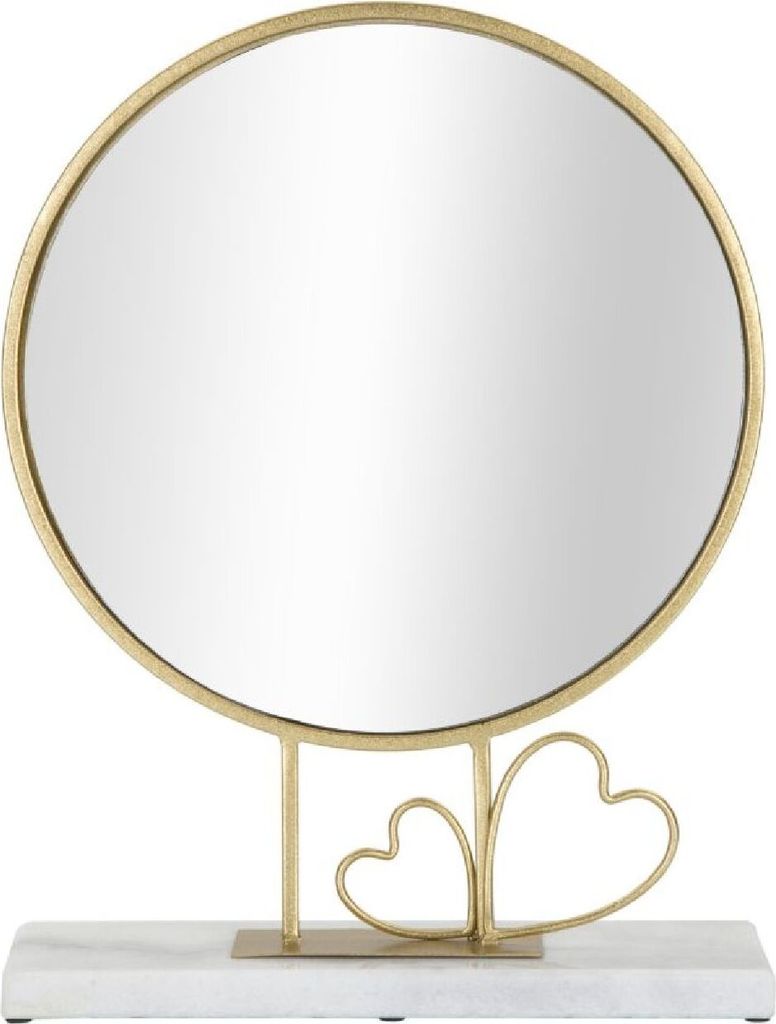 FURNLUX Tischspiegel Herz Gold 30cm / Hauptfarbe: Gold / Abmessungen: 30 x 40 x 9 cm