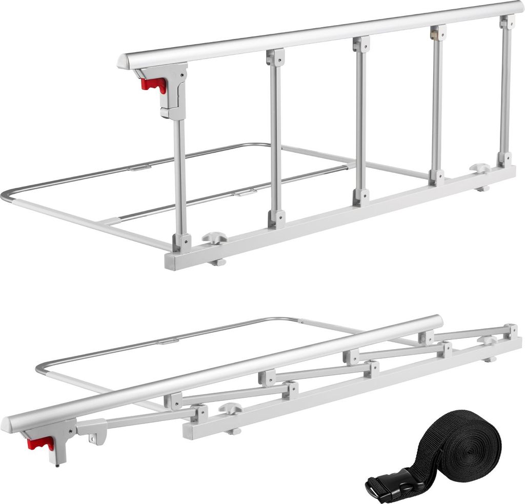 SucceBuy Faltbares Bettgitter für Senioren, 122 cm Schutzgitter mit Befestigungsgurt, Sturzschutz, Griff für sicheren Halt, Kantenschutz geeignet...