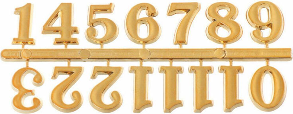 12pcs/Set Takt Zumme arabische Nummer Einfacher Montagemontage Durchs Ersatz für DIY Quartz Taktnummer für Zuhause-Golden