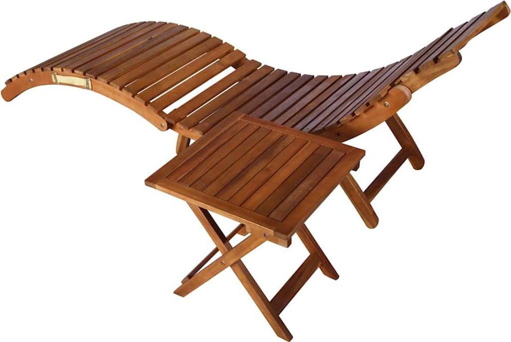 vidaXL Sonnenliege mit Tisch und Auflage Massivholz Akazie