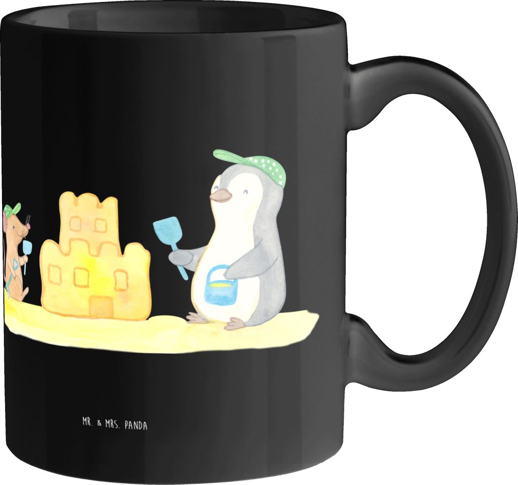 Mr. & Mrs. Panda Tasse Sommer Meer Strand - Schwarz - Geschenk, haferl, Becher, Herbst, Urlaub Am, Winter, Küstenurlaub, Pott, Geschenktasse, Natu...