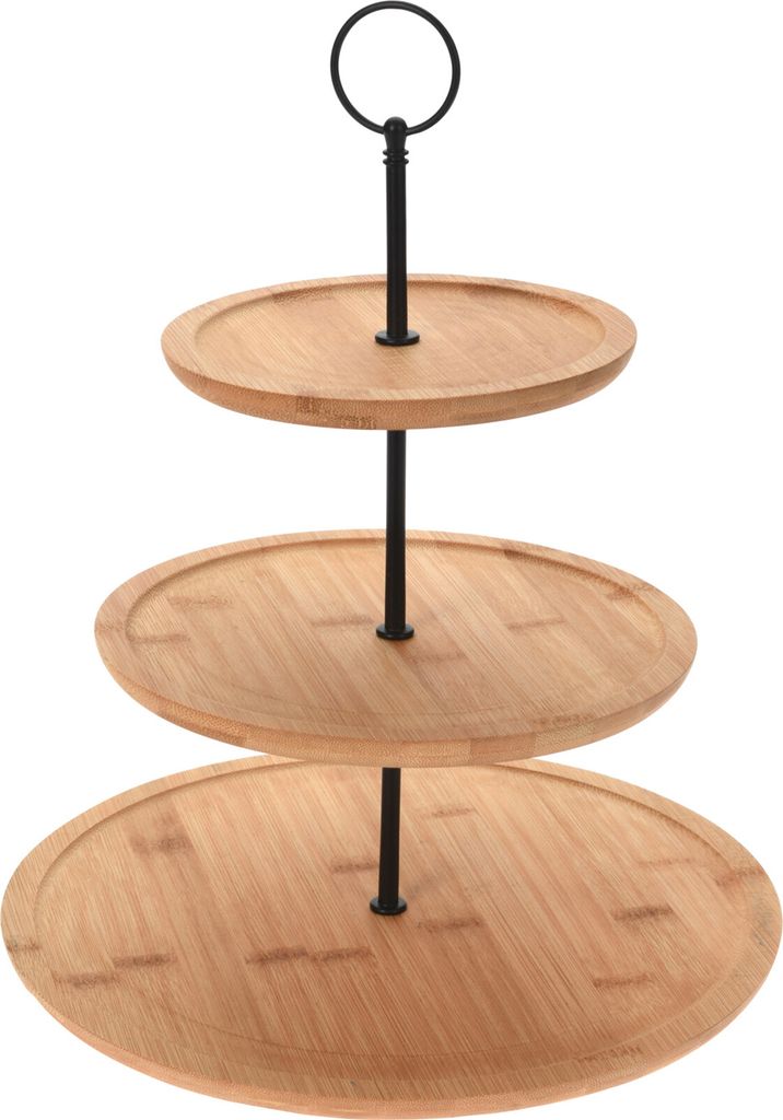 Bambus-Etagere Runde Servierregal 3-stöckig Ø28xH35cm