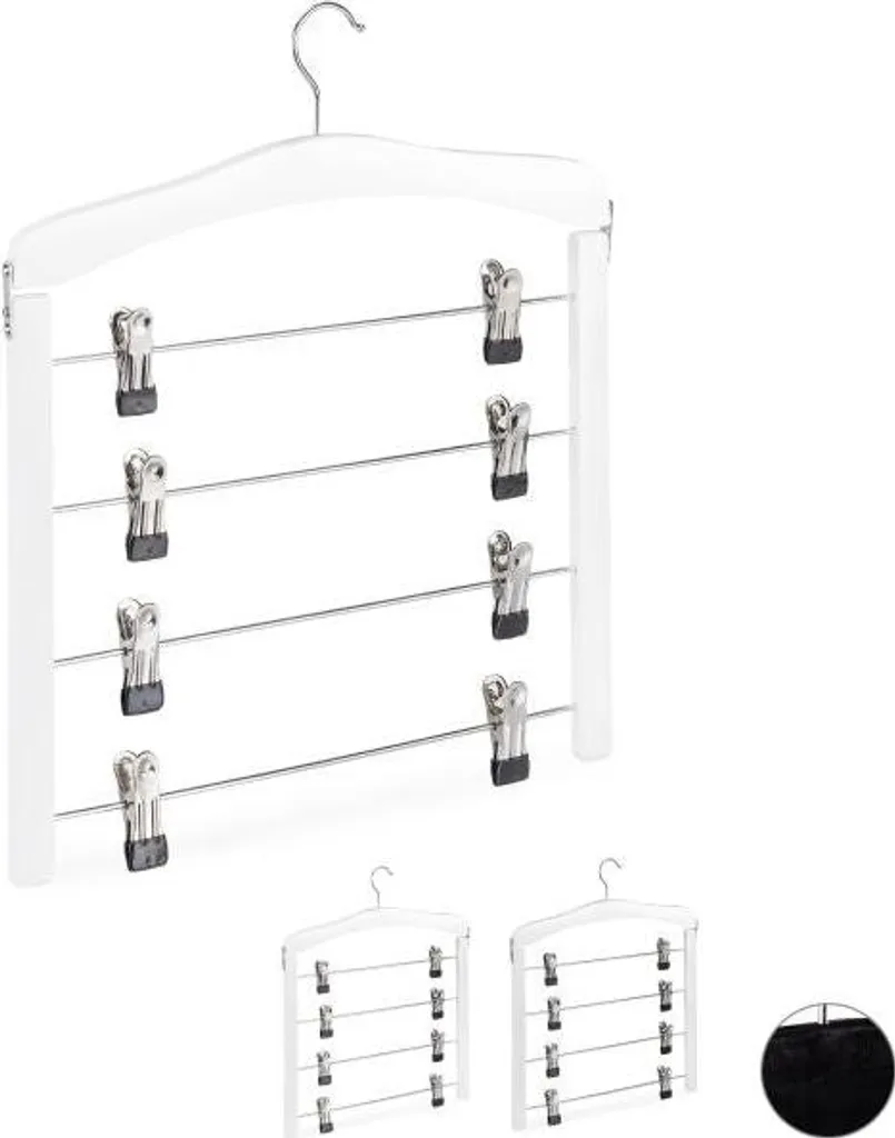 Cintres multi-jupes antidérapants en acier chromé avec pinces, lot de 3
