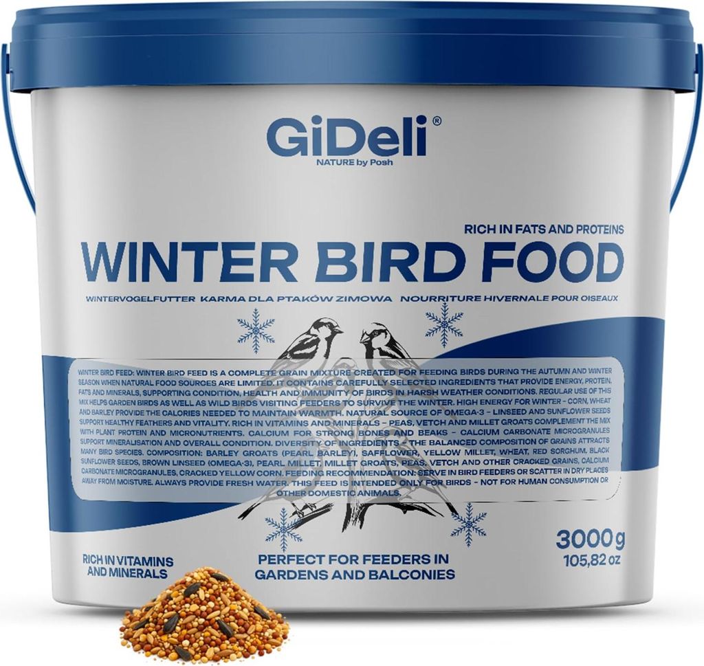 Wildvogelfutter Winter 3kg Streufutter Ganzjährig Meisenfutter Naturmix GiDeli