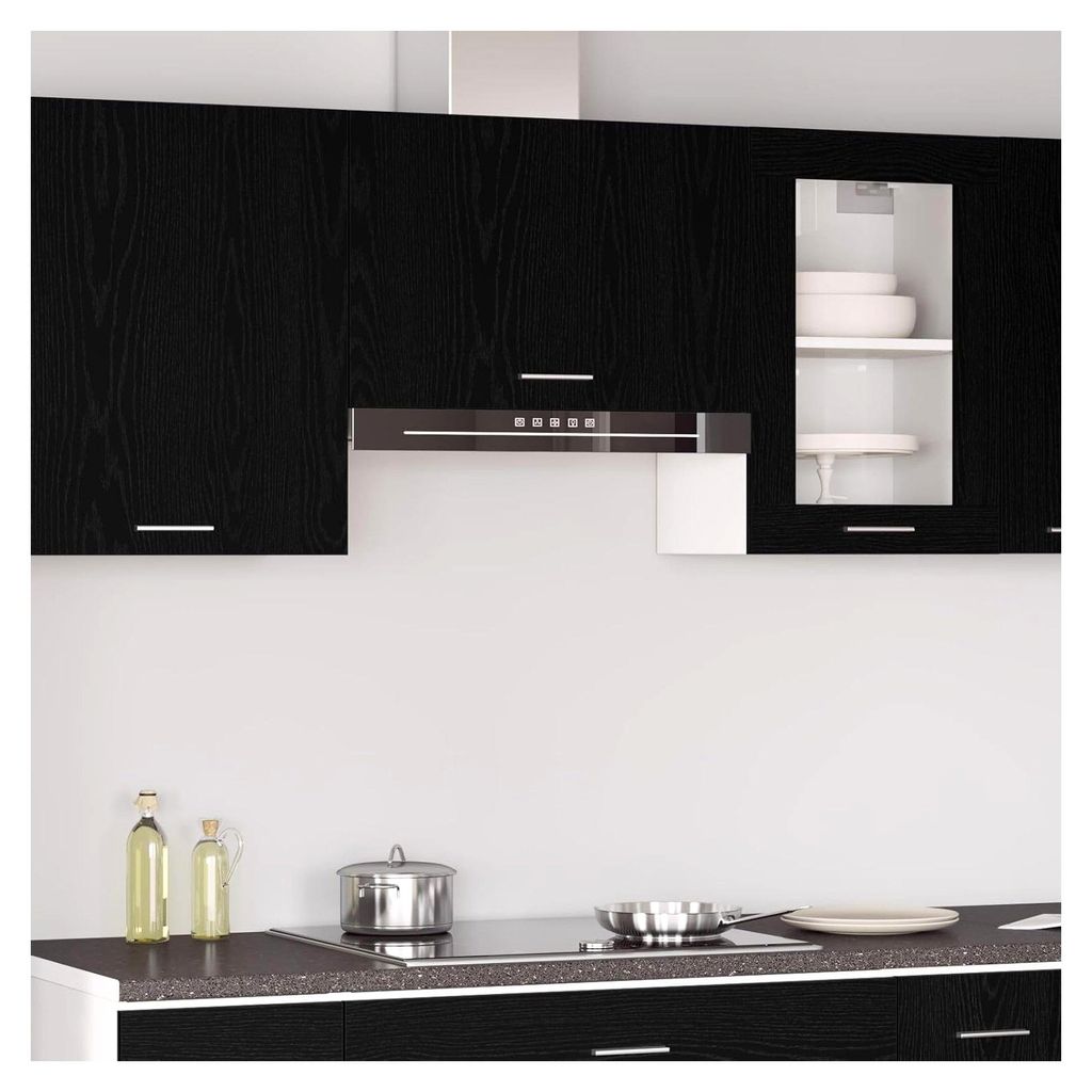 Hängeschrank in Schwarz-Eiche - 60x31x60 cm, aus Holzwerkstoff, Wandschrank für die Küche