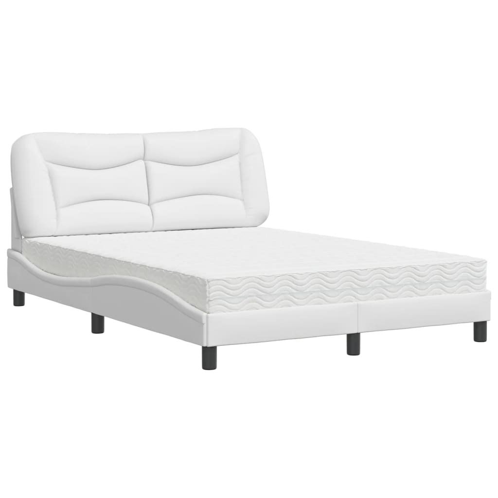 Maison Exclusive - Bett mit Matratze "Hvar" Weiß 140x200 cm Kunstleder