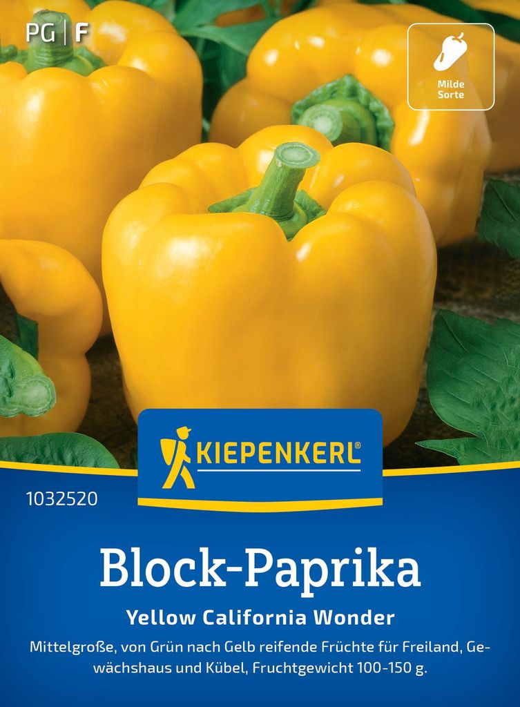 Blockpaprika Yellow California Wonder Kiepenkerl Samenfestes Saatgut Gemüsesamen 15stk