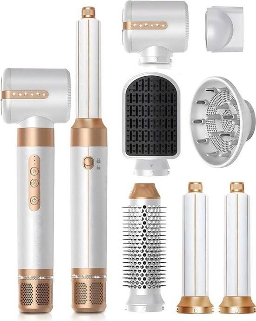 7-in-1-Haartrocknerbürsten-Set, Airstyler für Haartrocknerbürste, 110.000 U/min Haartrockner, Haartrockner mit Diffusor, Heißluftbürste, Locke...