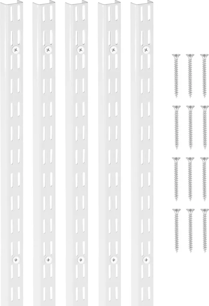 Crémaillère murale double perforation en acier argent 153 cm - Pack de 5
