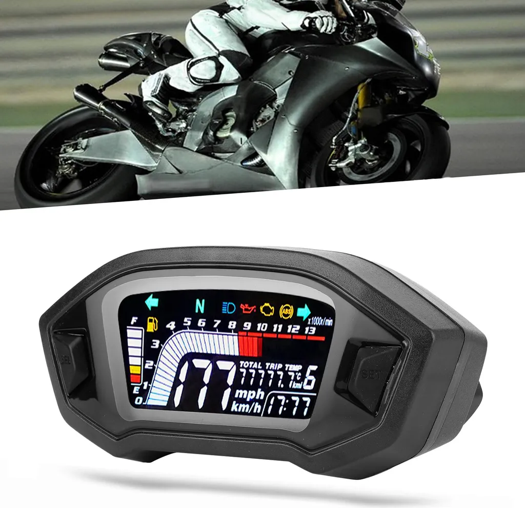 Compteur moto LCD étanche écran rétroéclairé pour 1, 2 et 4 cylindres