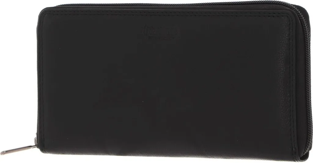 Mano Donna Giulia Portefeuille Continental en Cuir Noir avec Zip