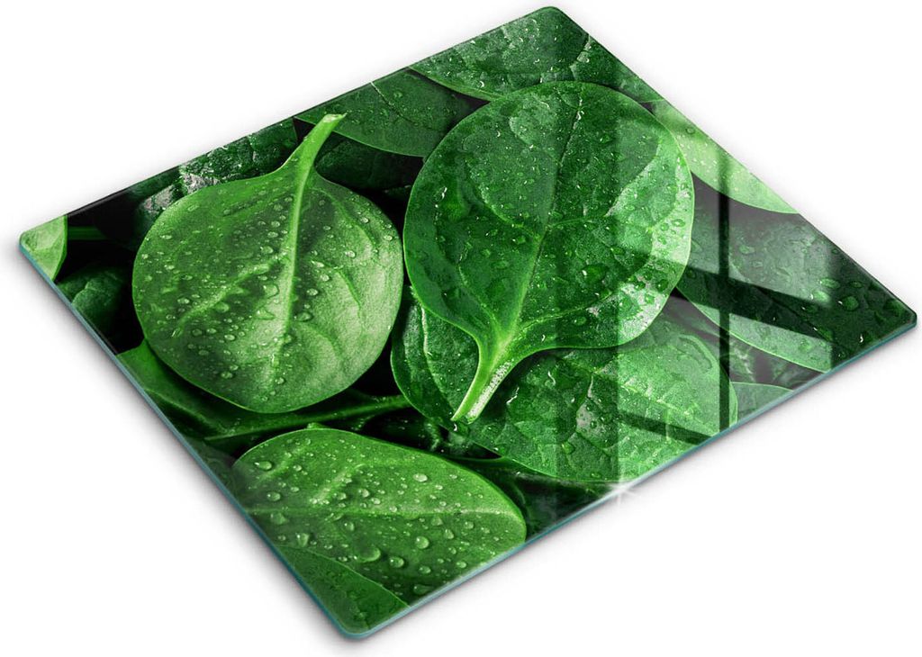 Abdeckung Glas - Küchenabdeckung - 60x52 cm - Abdeckplatte -Basilikumblätter