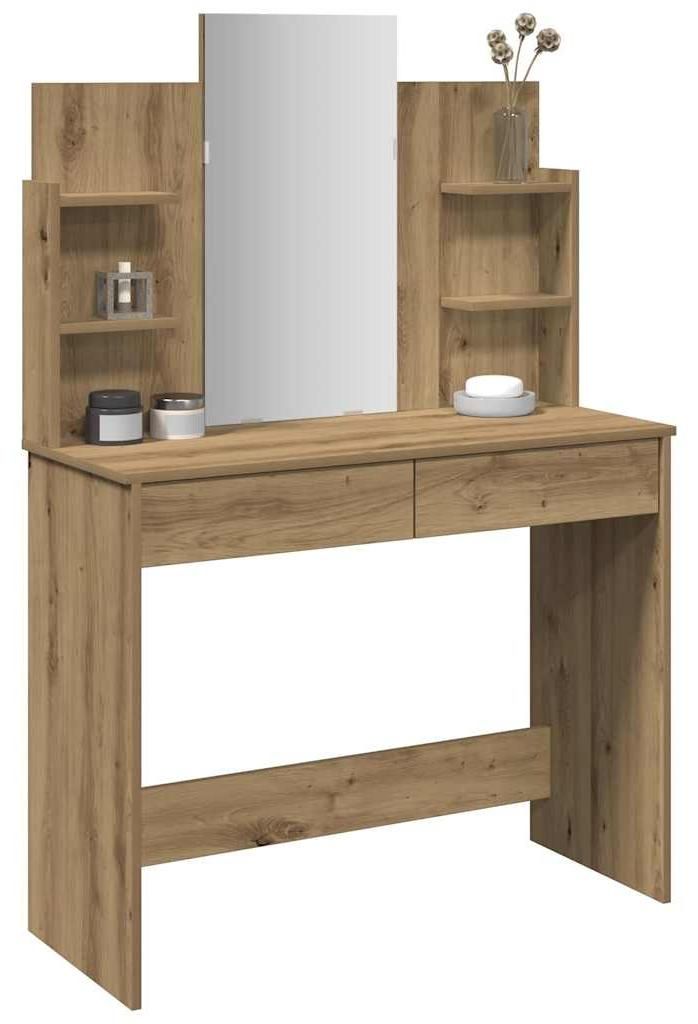 vidaXL Schminktisch mit Spiegel Artisan-Eiche 96x39x142 cm