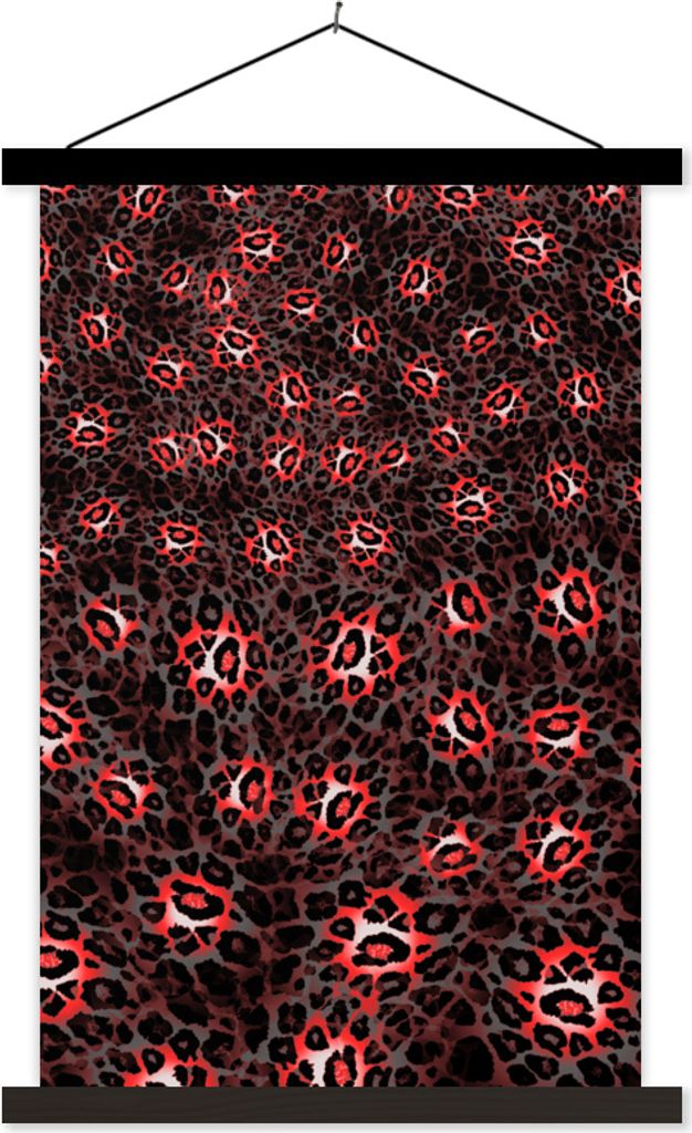 MuchoWow Textilposter Panther Druck - Rot - Tiere 120x180 cm mit schwarzem Rahmen - Fotos