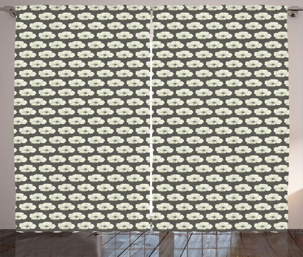 ABAKUHAUS Rideau Rustique à Fleurs 280x225 cm Gris et Vert Pastel