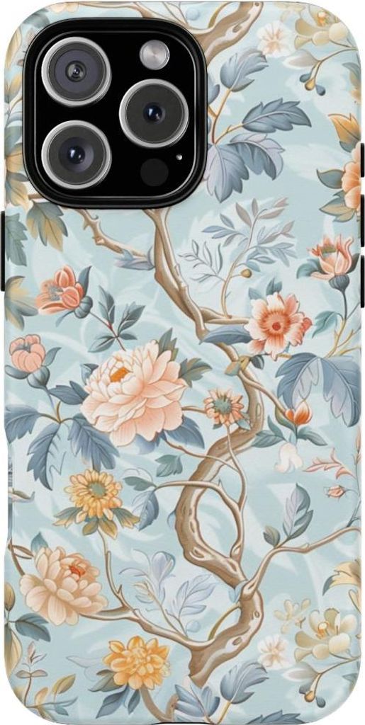 Pastellfarbenes Chinoiserie-Blumenmuster – Hülle Kompatibel mit iPhone 16 Pro Max