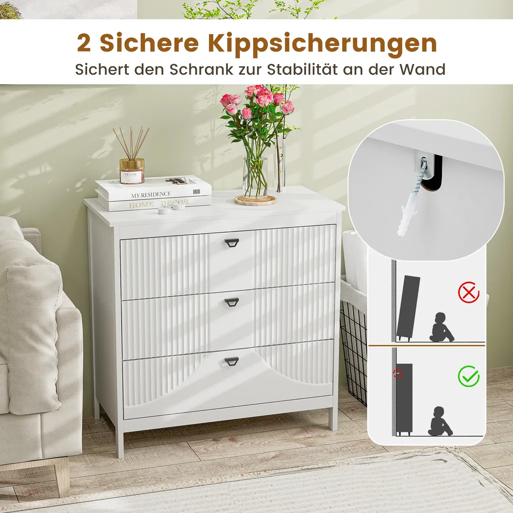 Table d'accent avec espace de rangement, commode blanche pour la chambre - 4