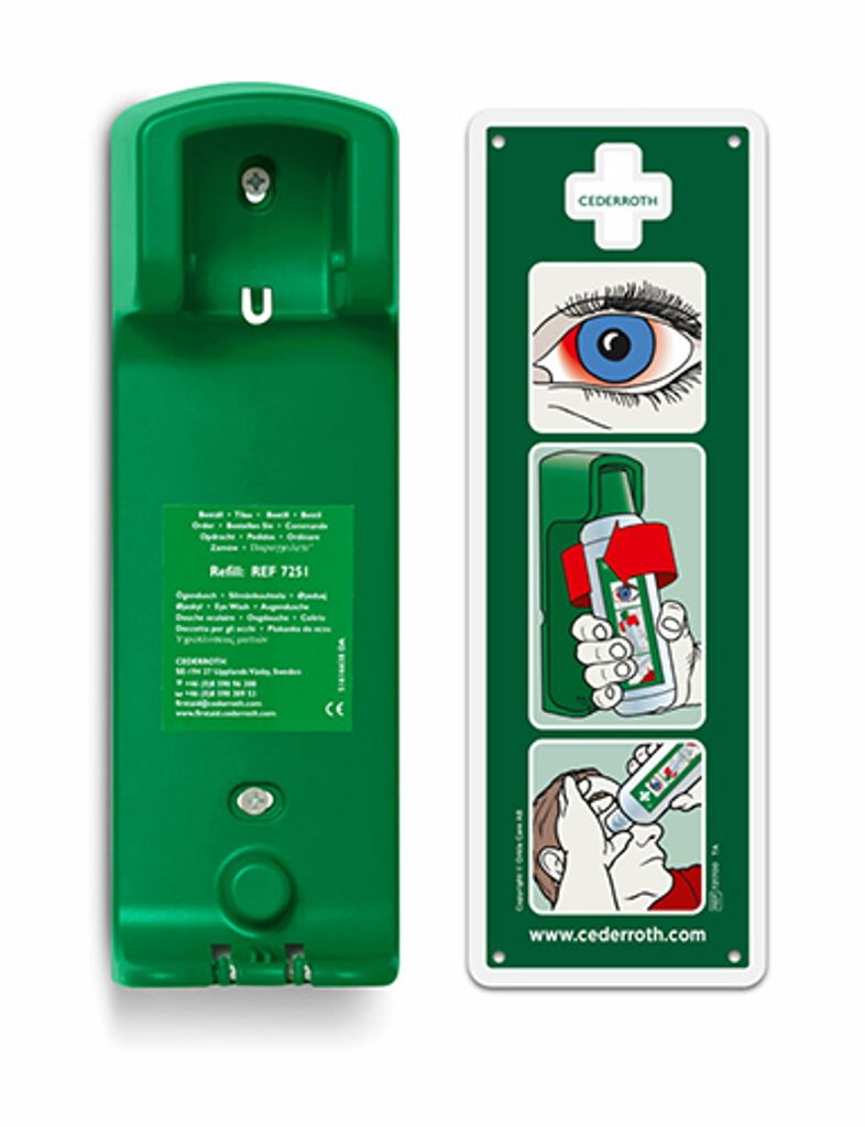 "Cederroth" Wandhalter Augendusche 27 cm x 9 cm x 7 cm "Eye Wash" inkl. Hinweisschild