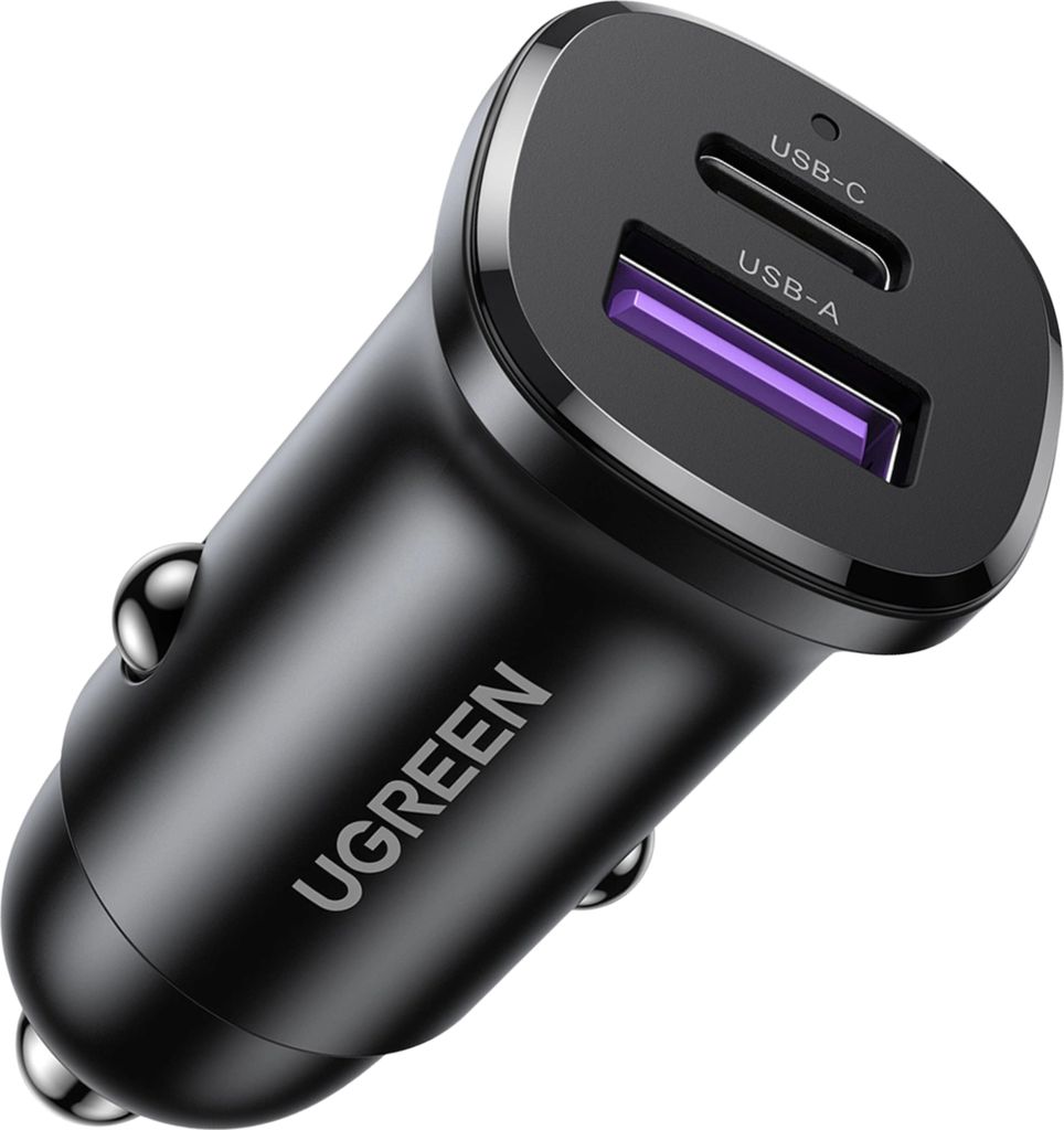 USB-C USB-A 30W Autoladegerät - Schwarz